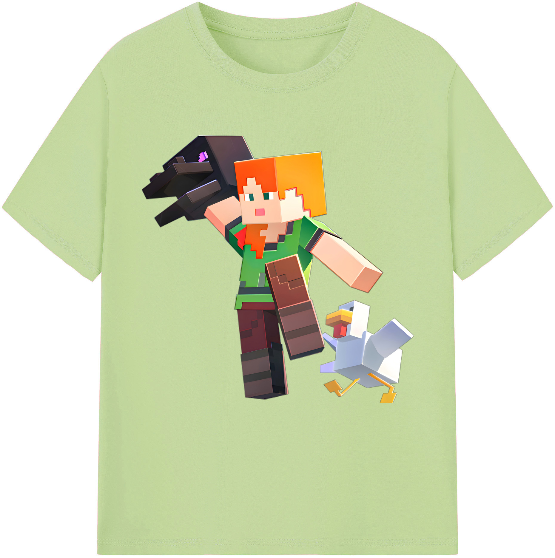 （画像用） マインクラフト ブロックの世界 Minecraft MC Block world 綿100％半袖Tシャツ（フロントプリント）